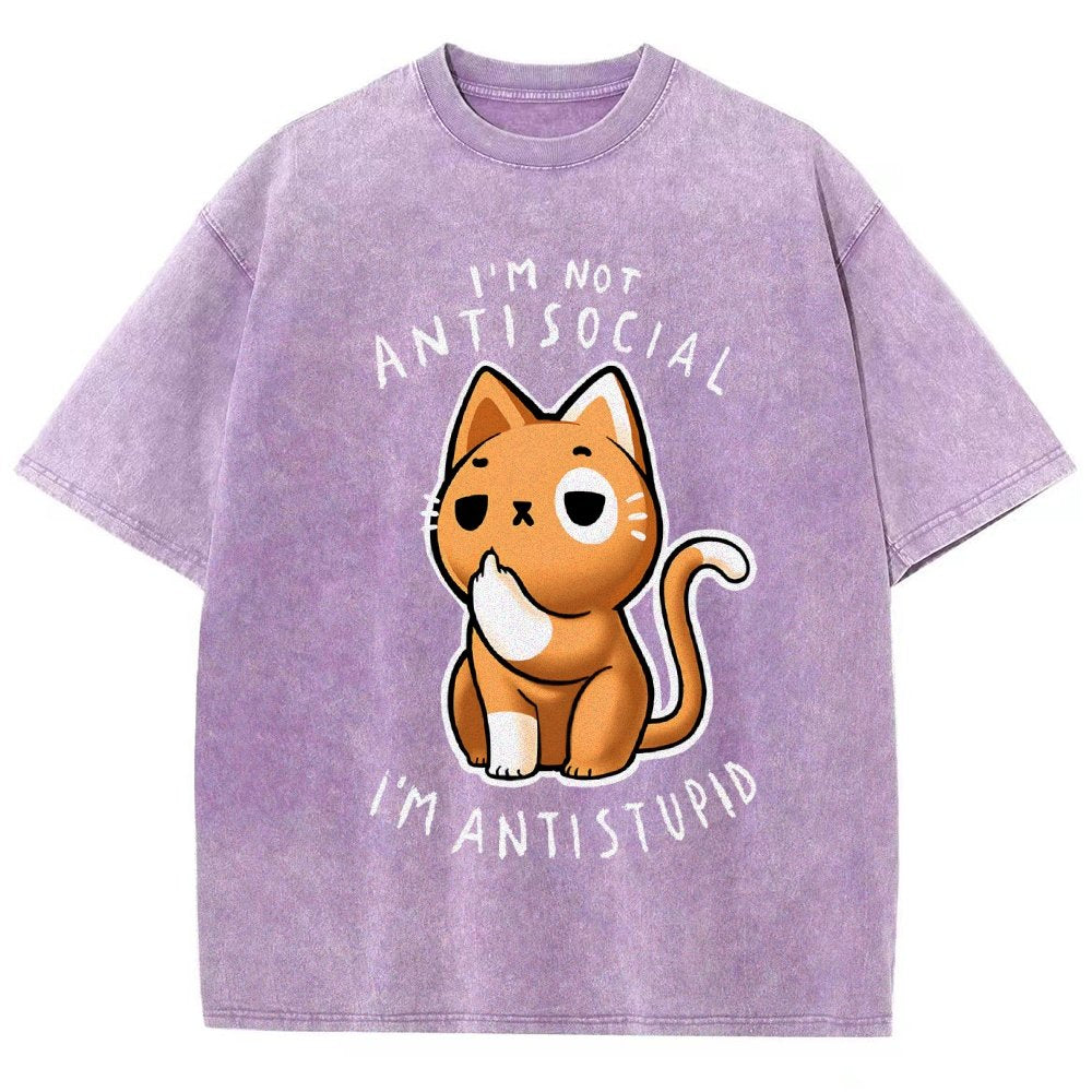 I'm not Antisocial I'm Antistupid Vintage Distressed T-shirt