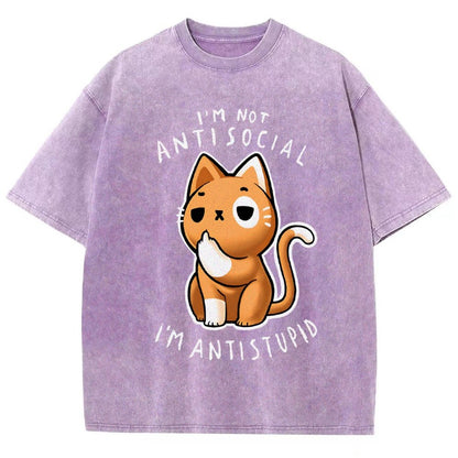 I'm not Antisocial I'm Antistupid Vintage Distressed T-shirt
