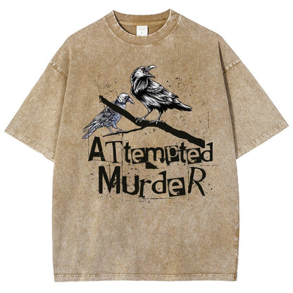 Attempted Murder Crows Vintage Distressed T-shirt