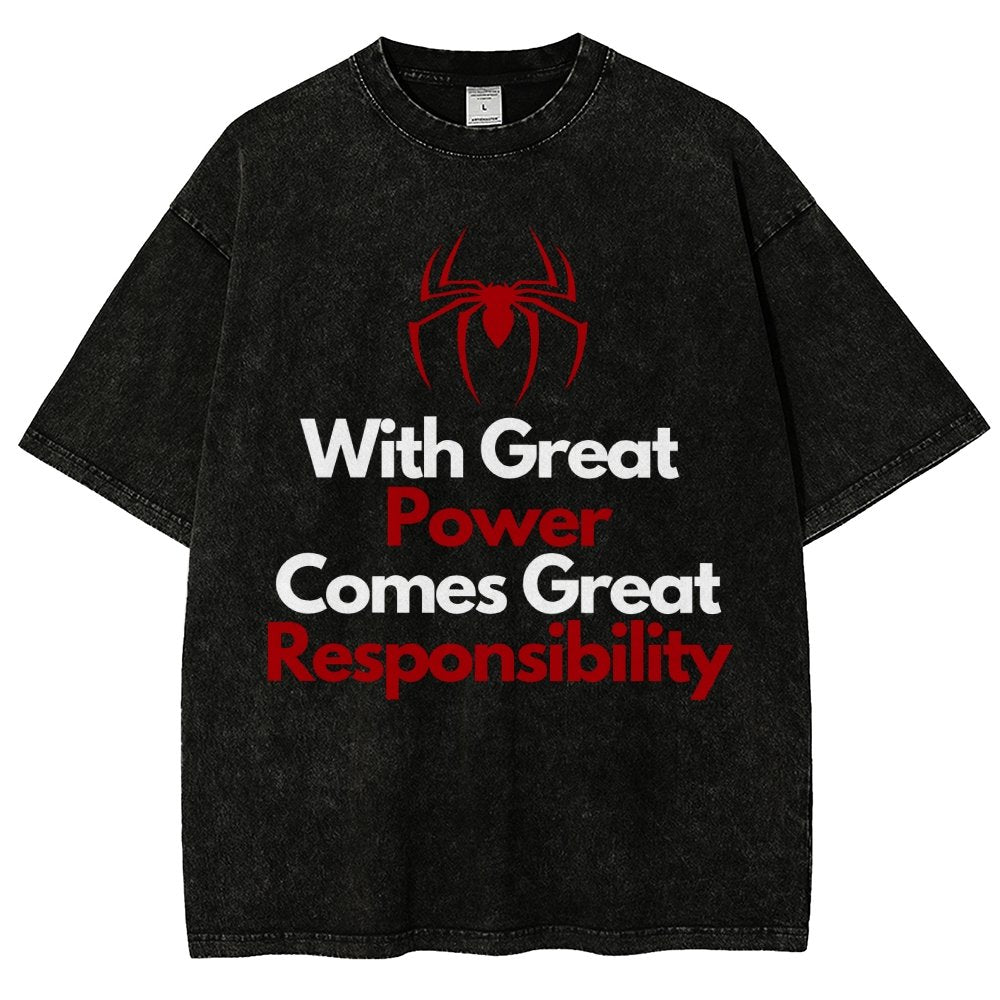With Great Power Comes Great Responsibility Vintage Distressed T-shirt