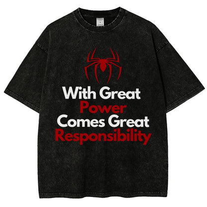 With Great Power Comes Great Responsibility Vintage Distressed T-shirt