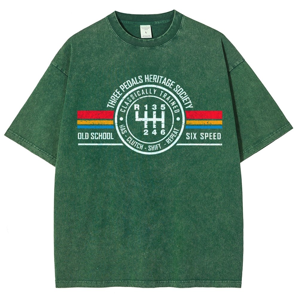 Three Pedals Heritage Society Vintage Distressed T-shirt