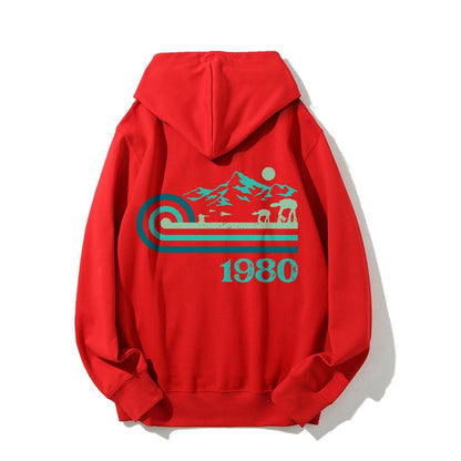 Retro Vintage Base Printed Back Unisex Cotton Hoodie