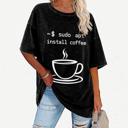 Sudo Apt-Get Install Coffee Vintage Distressed T-shirt