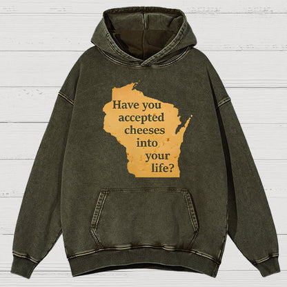 Wisconsin Cheese Pun Vintage Distressed Hoodie