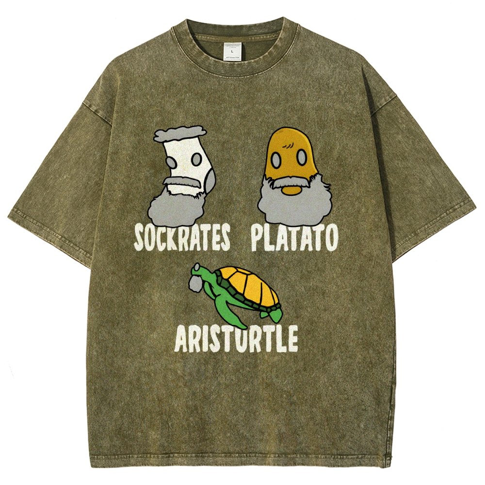 Sockrates Platato Aristurtle Vintage Distressed T-shirt