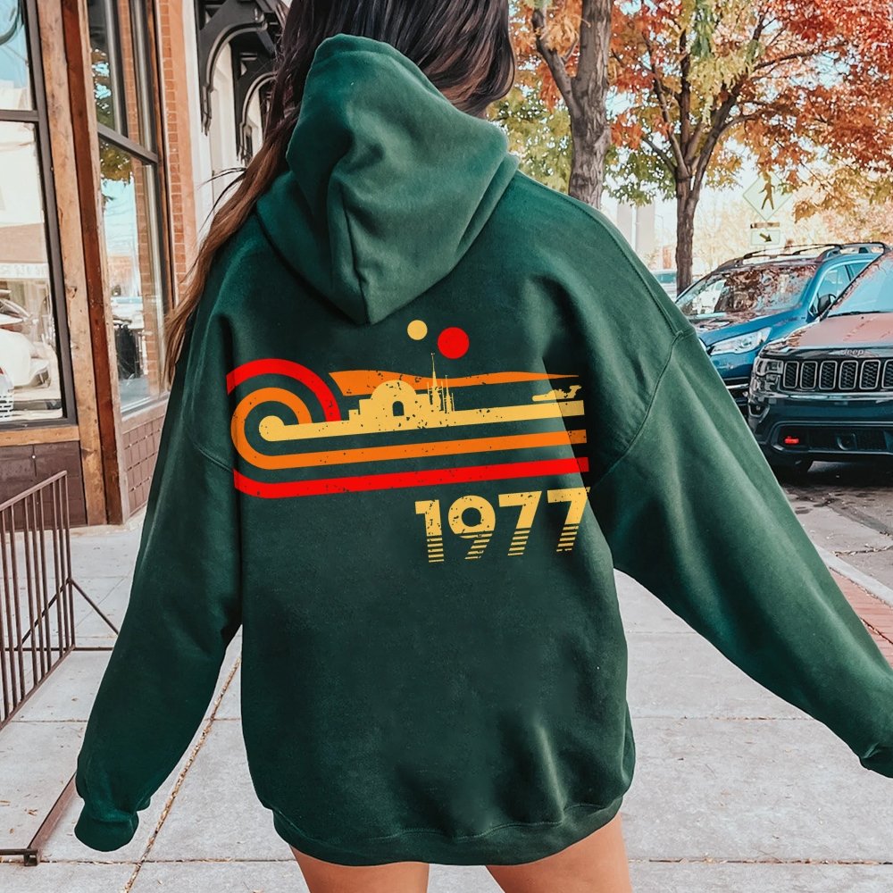 Retro Vintage Desert Planet Printed Back Unisex Cotton Hoodie
