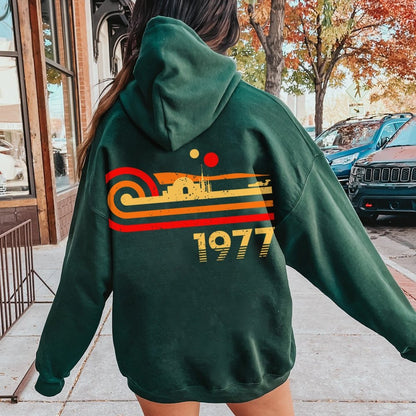 Retro Vintage Desert Planet Printed Back Unisex Cotton Hoodie