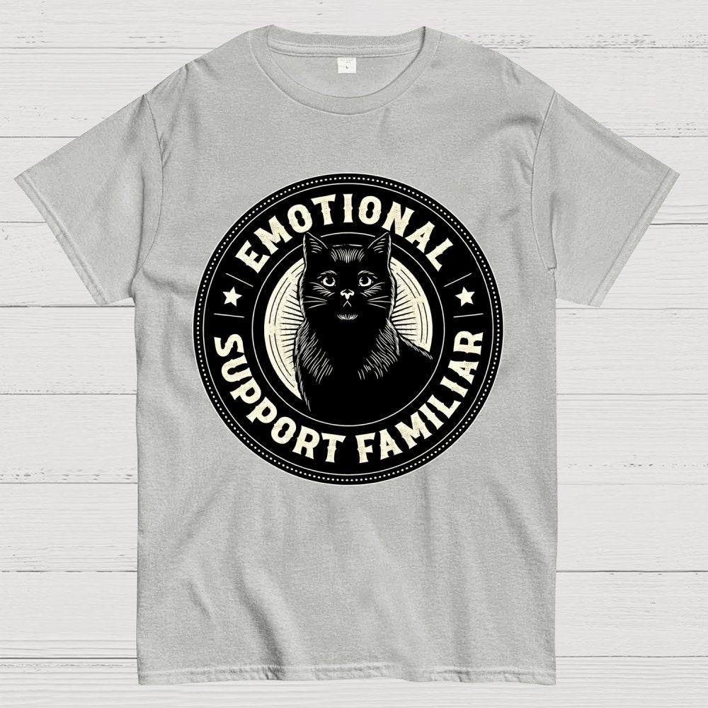 Emotional Support Familiar Black Cat Geek T-Shirt