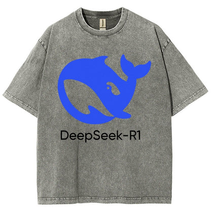 DeepSeek-R1 Icon Vintage Distressed T-shirt
