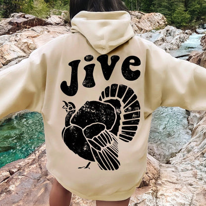 Jive Turkey Printed Back Unisex Cotton Hoodie