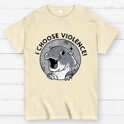 I Choose Violence Cute Hippo Geek T-Shirt