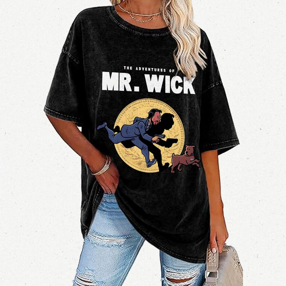 The Adventures of Mr. Wick Vintage Distressed T-shirt