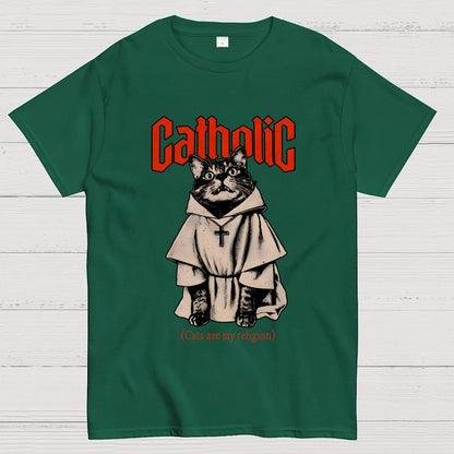 Catholic (Cats Are My Religion) Geek T-Shirt