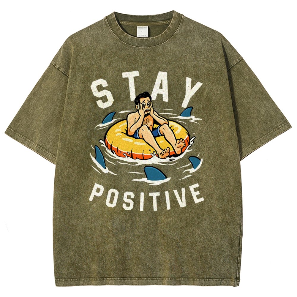 Try to Stay Positive! Vintage Distressed T-shirt