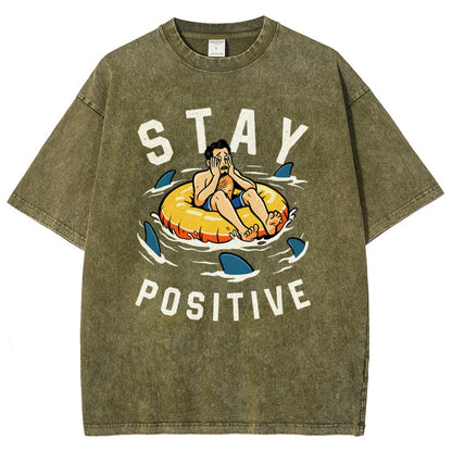 Try to Stay Positive! Vintage Distressed T-shirt