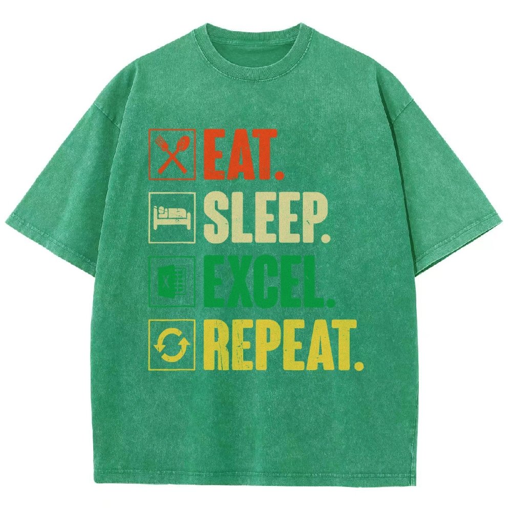 Eat Sleep Excel Repeat Funny Excel Vintage Distressed T-shirt
