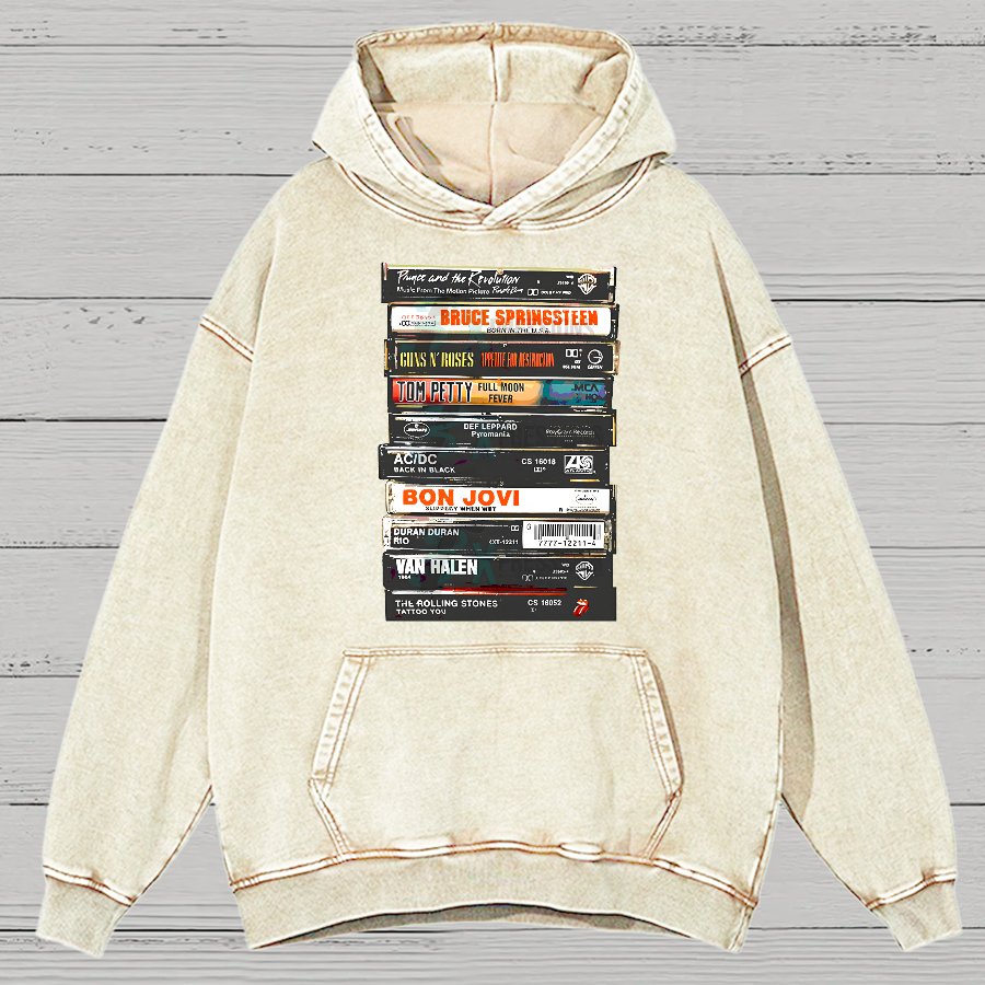 Vintage Rock Cassettes Vintage Distressed Hoodie