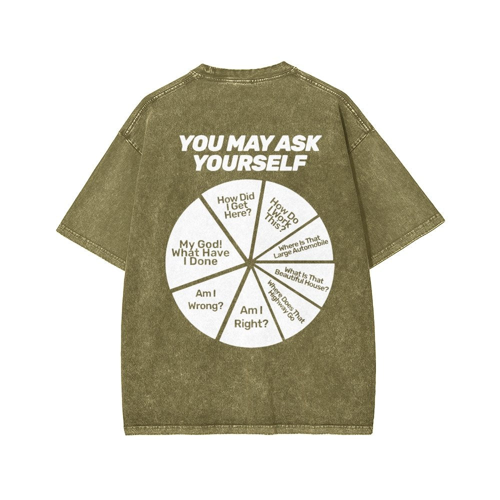 Techno Apocalypse Front And Back Printing Washed T-shirt