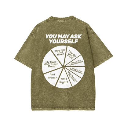 Techno Apocalypse Front And Back Printing Washed T-shirt