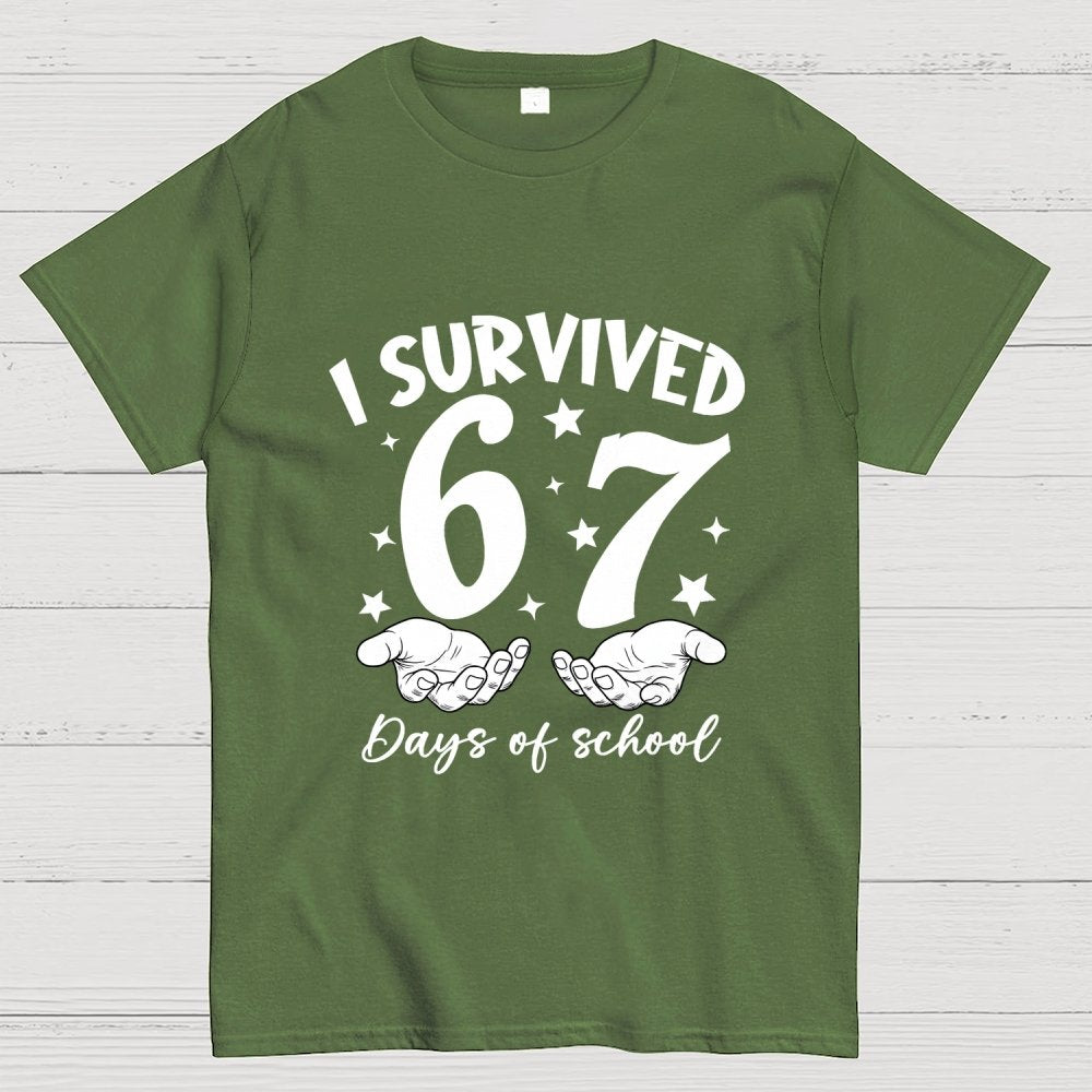 I Survived 67 Days of School Funny Meme Geek T-Shirt