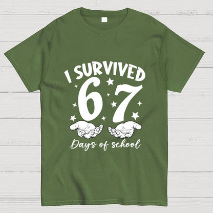 I Survived 67 Days of School Funny Meme Geek T-Shirt