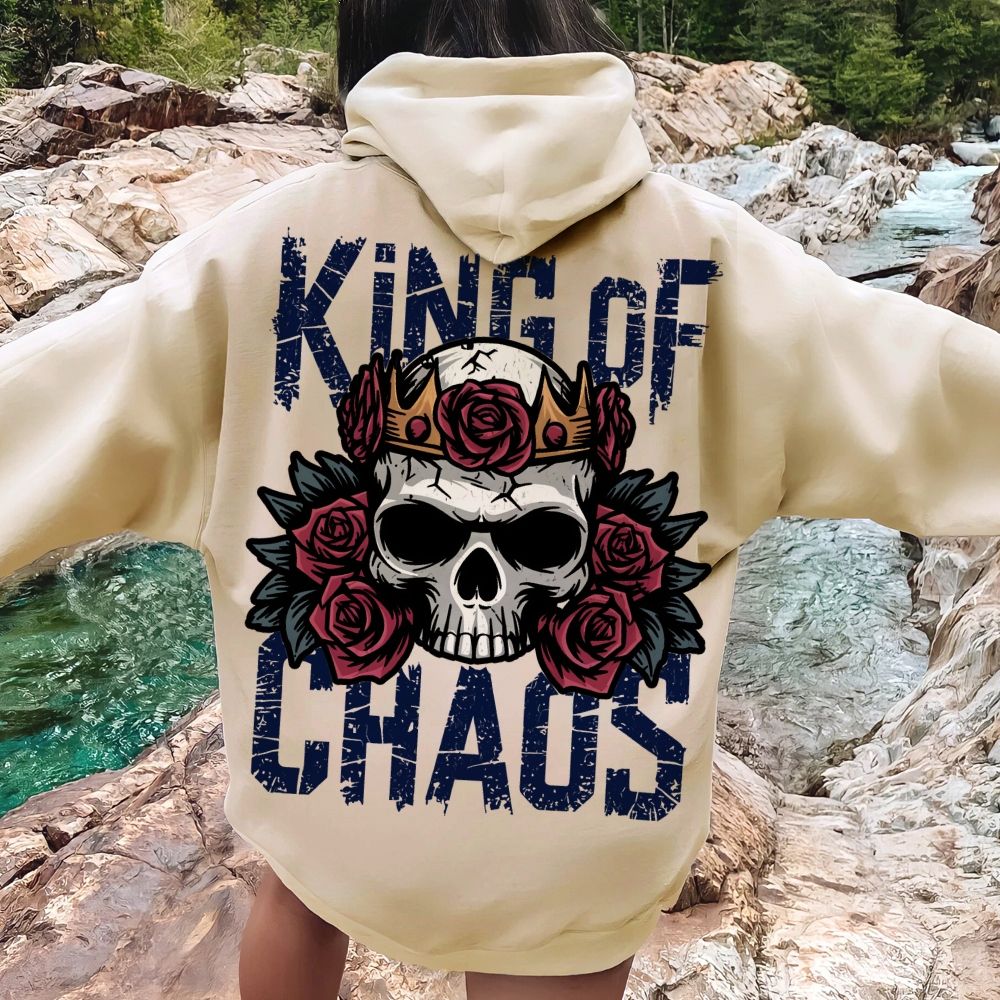 King Of Chaos Printed Back Cotton Hoodie