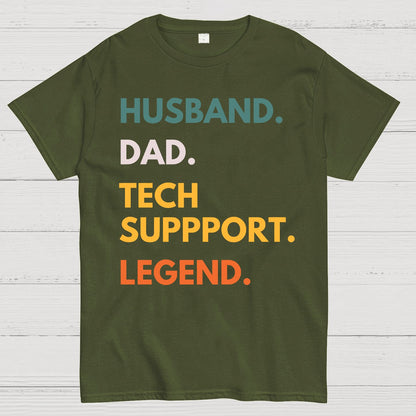 Husband Dad Tech Support Legend Funny It Father Essential Geek T-Shirt