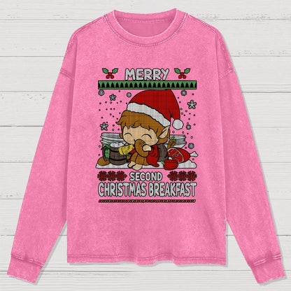 Extra breakfast Christmas Washed Long Sleeve Tee