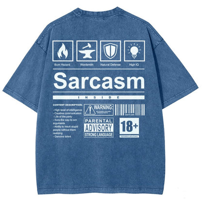 Sarcasm Label Washed T-Shirt