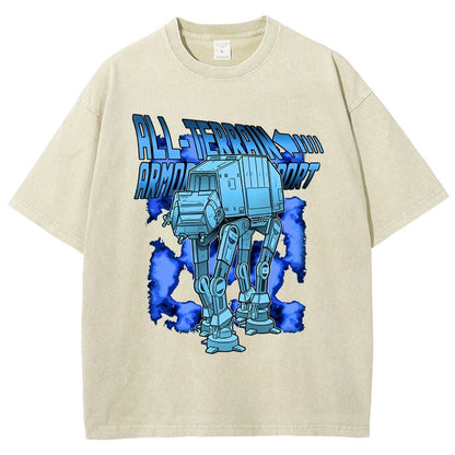 Mega Terrain Mecha Transport Vintage Distressed T-shirt