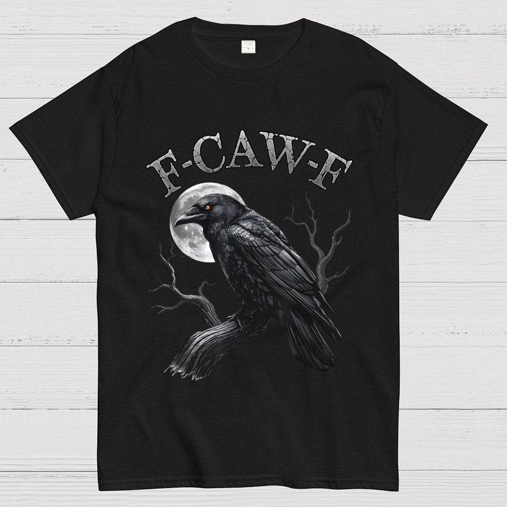 Black Crow F-Caw-F Funny Black Bird Moon Geek T-Shirt