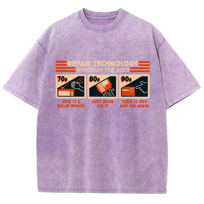 Repair Technology Through the Ages Vintage Distressed T-shirt