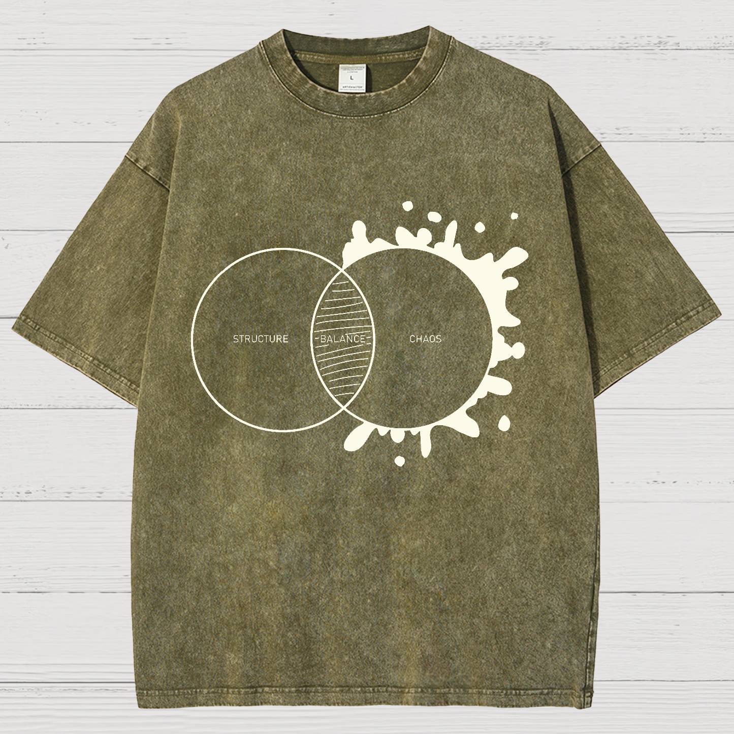 Balance Between Structure and Chaos Geek Vintage Distressed T-shirt