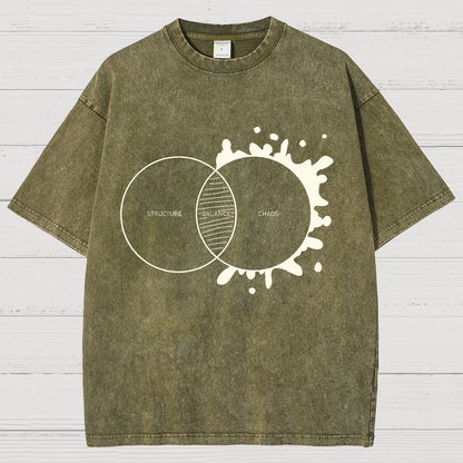 Balance Between Structure and Chaos Geek Vintage Distressed T-shirt