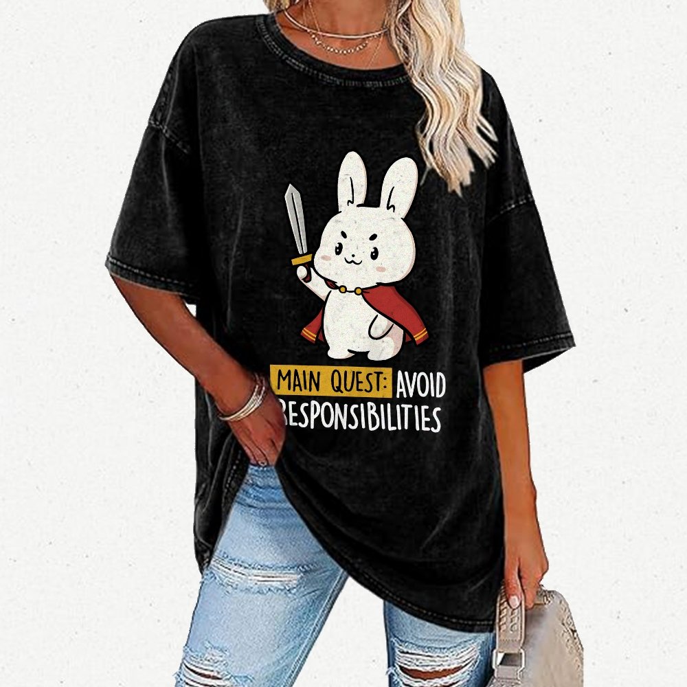 Main Quest Avoid Responsibilities Vintage Distressed T-shirt