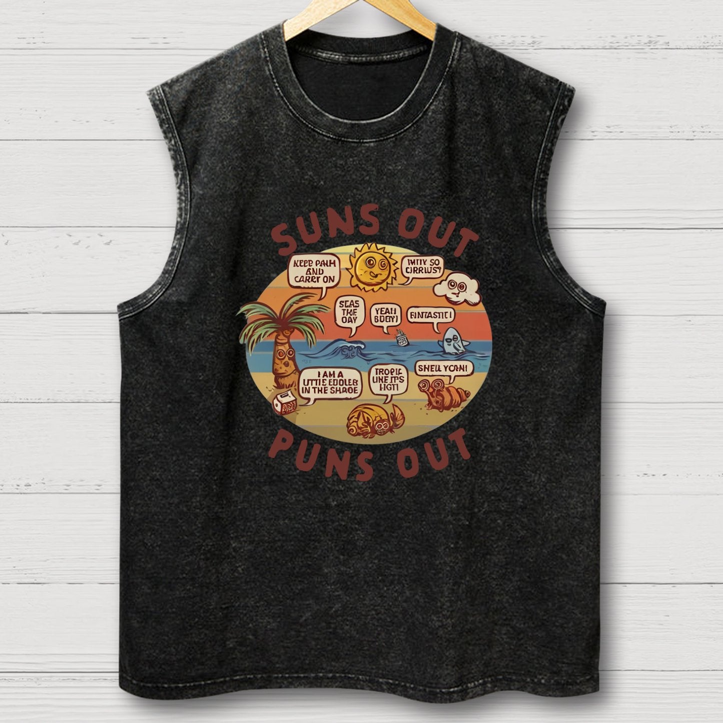 Suns out, Puns Out Vintage Distressed Washed Tank