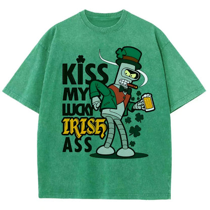 Kiss my Lucky Irish-St. Patrick's Day Vintage Distressed T-shirt
