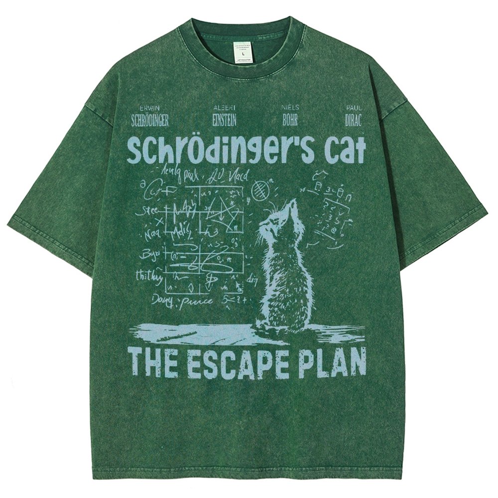 Schrodinger's Cat Escape Plan Interesting Physics Science Vintage Distressed T-shirt