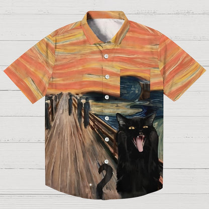 Black Cat Screams Geeky Shirt