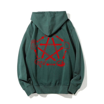 Rock Paper Scissors Spock Printed Back Unisex Cotton Hoodie