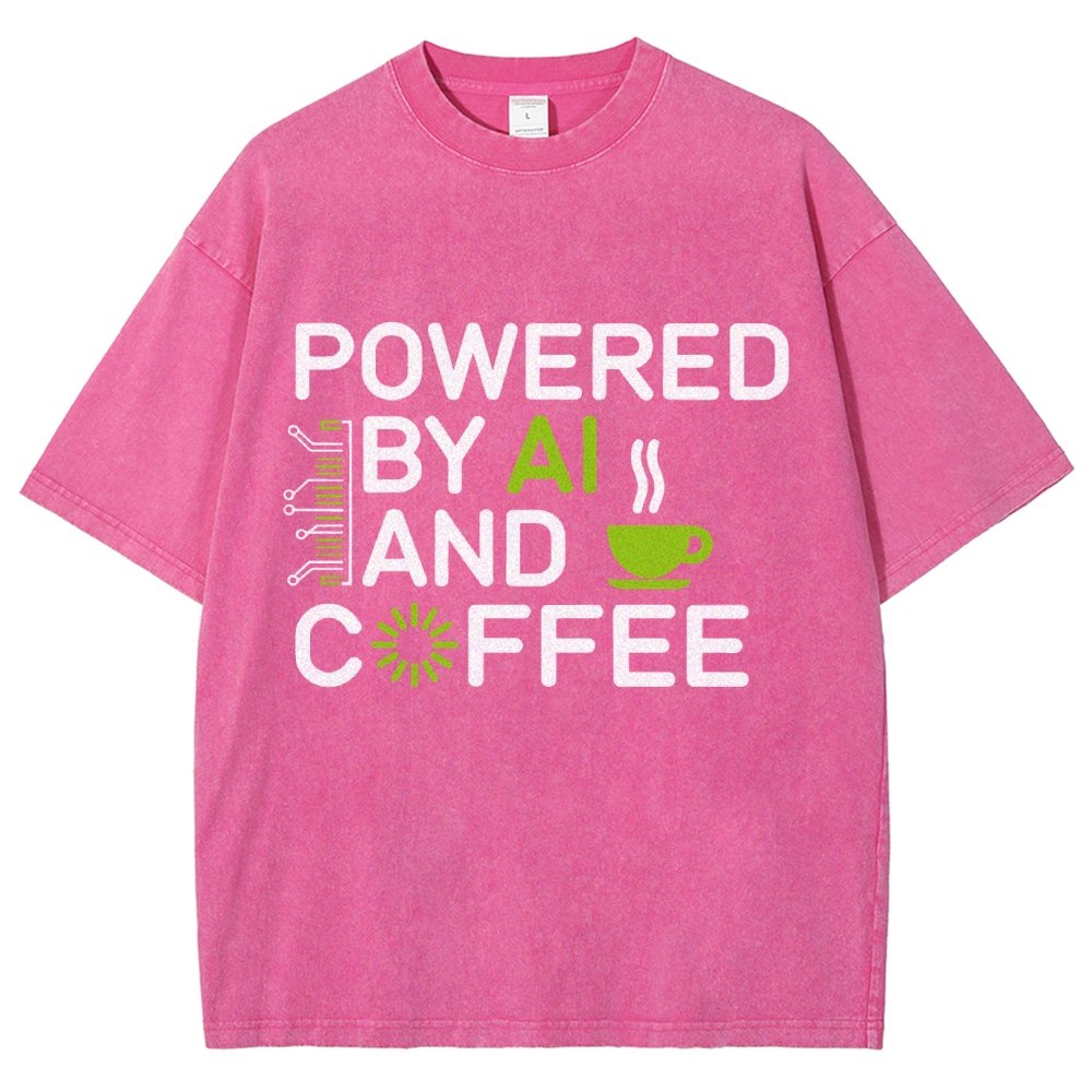 Powered By AI And Coffee Vintage Distressed T-shirt