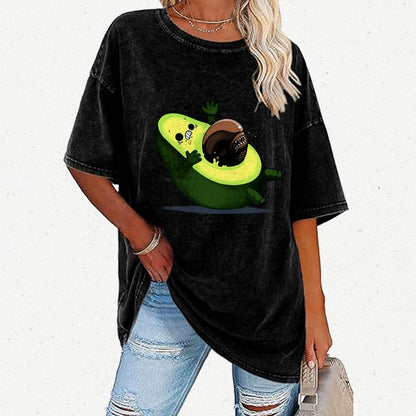 Quirky Alien Avocado Vintage Distressed T-shirt