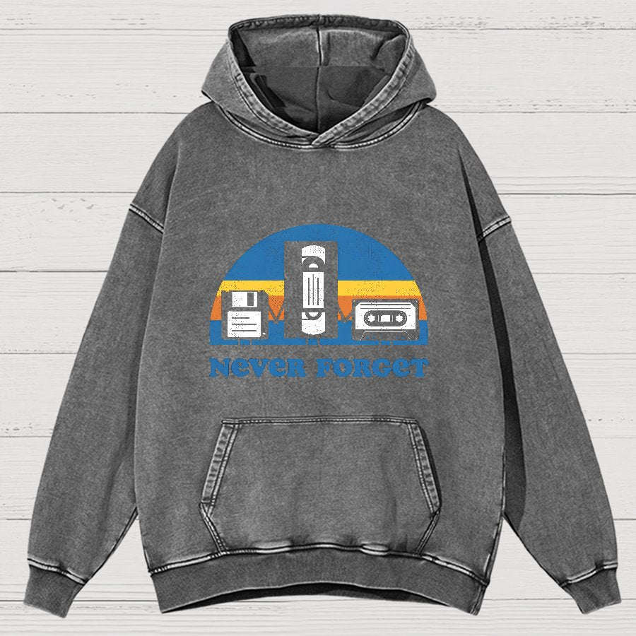 Never Forget Geeky Vintage Distressed Hoodie