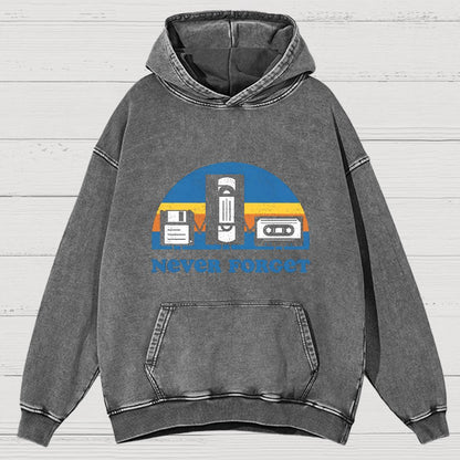 Never Forget Geeky Vintage Distressed Hoodie