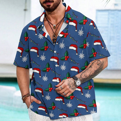 Fun Christmas Hat Print Geeky Shirt