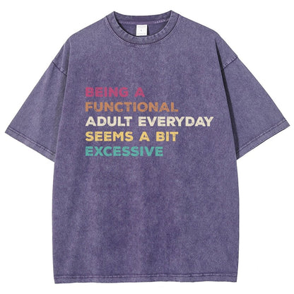 Being A Functional Adult Everyday Seems A Bit Excessive Adult Humor Vintage Distressed T-shirt
