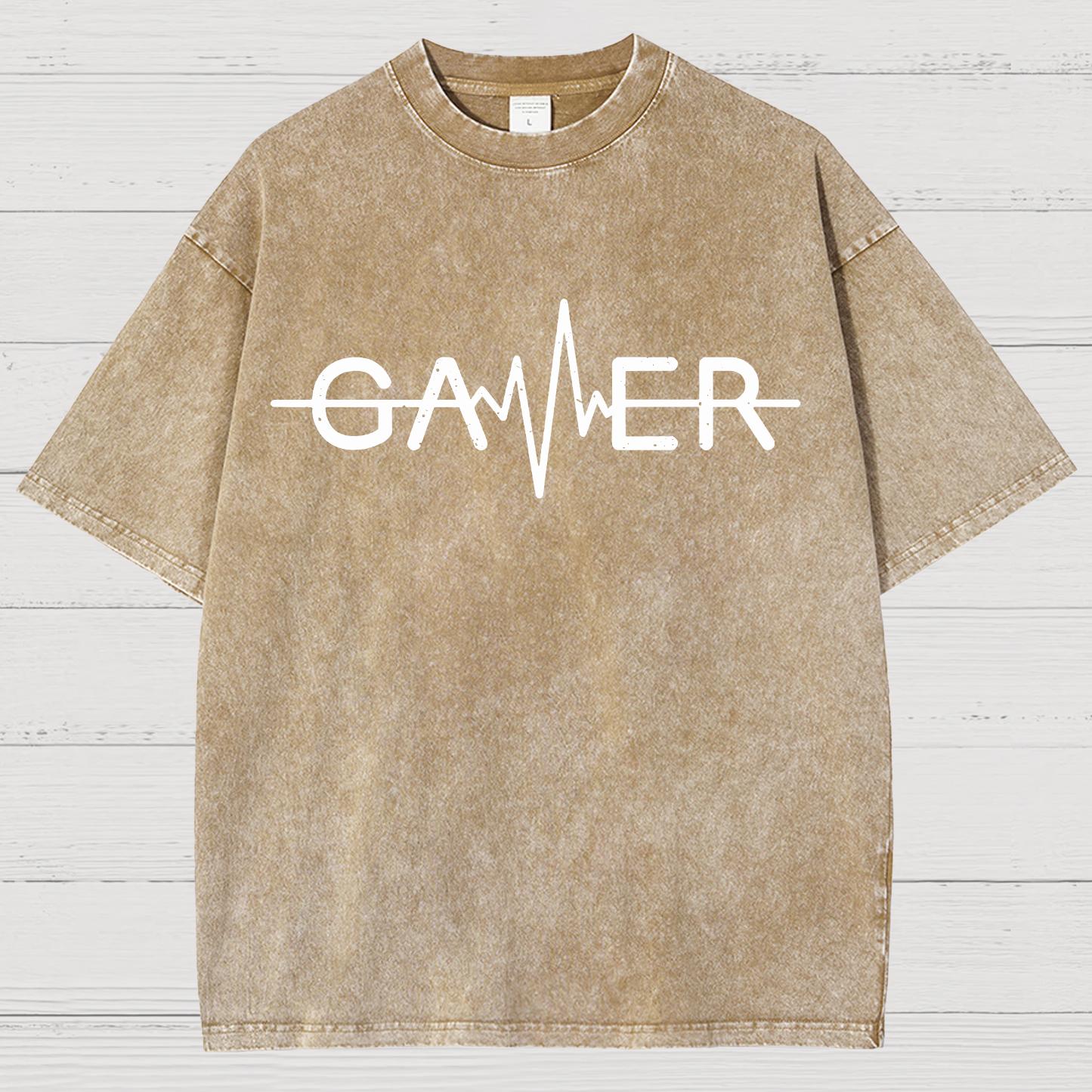 Gamer Heartbeat Vintage Distressed T-shirt