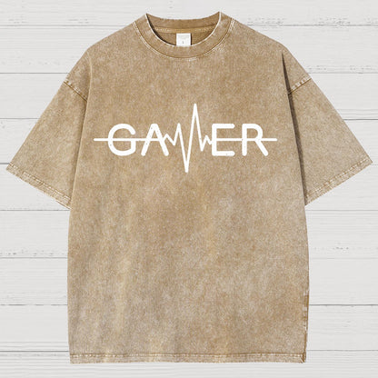 Gamer Heartbeat Vintage Distressed T-shirt
