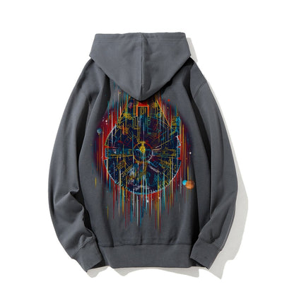 The Neon Falcon Printed Back Cotton Hoodie